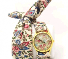 Girls Cloth Floral Bracelets Watch